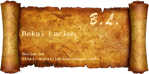 Beksi Larion névjegykártya